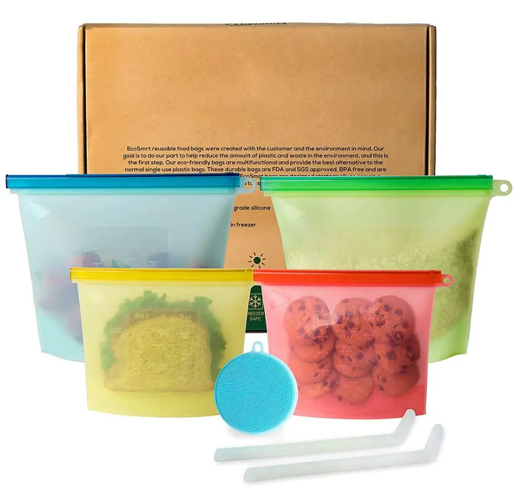 500ml/1000ml/1500ml Promotional Home Preservation Bags FDA Free Reusable Container  Silicone Food  Zip Storage bags