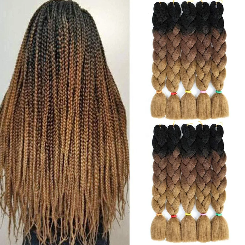 

Pre-stretched Braiding Hair Extension Colorful Hot Water Setting Natural Black Brown Perm Yaki Synthetic Braiding Hair for Twist, Per color and ombre color more than 85 color aviable