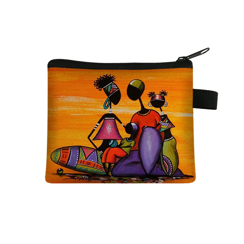 

African Pattern Print Women's Coin Purse Ladies Portable Wallet Afro Girls Lipstick Holder Money Coin Bag, Customized