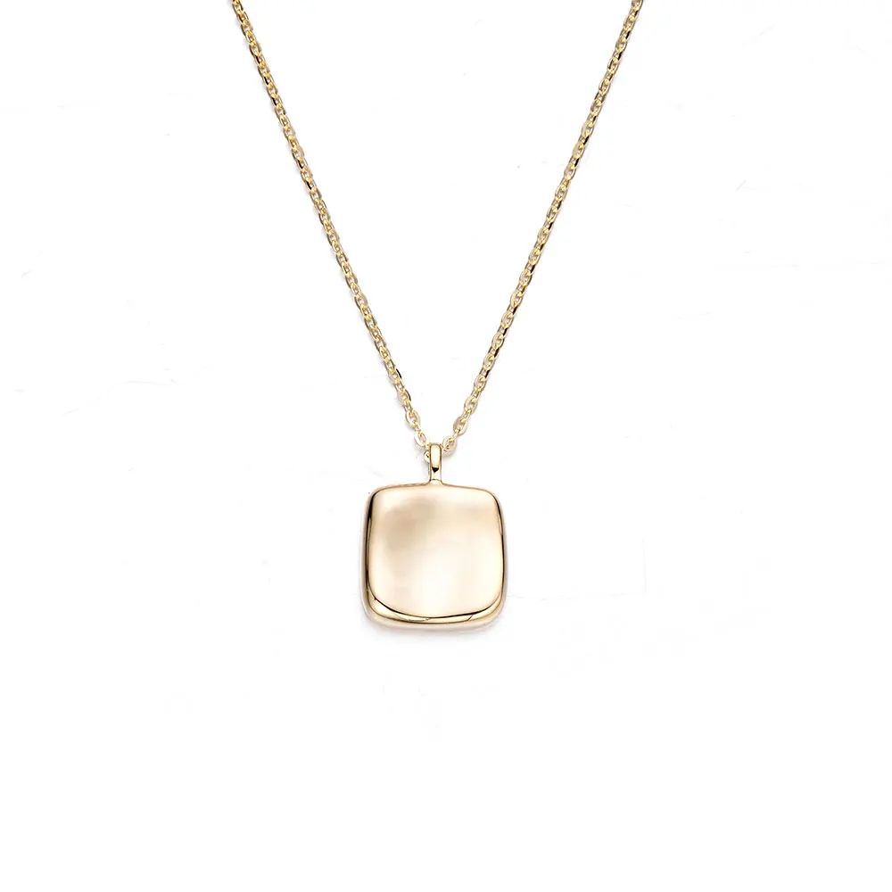 

Dainty Jewelry 14k Gold Plated Classic Sterling Silver Square Pendant Necklace For Women Necklace