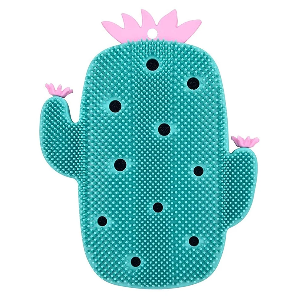 

Lovely Cactus Silicone Massage Bath Brush Face & Body Scrub Tool dry brushing body brush soap net bath sponges bath scrubber, As picture