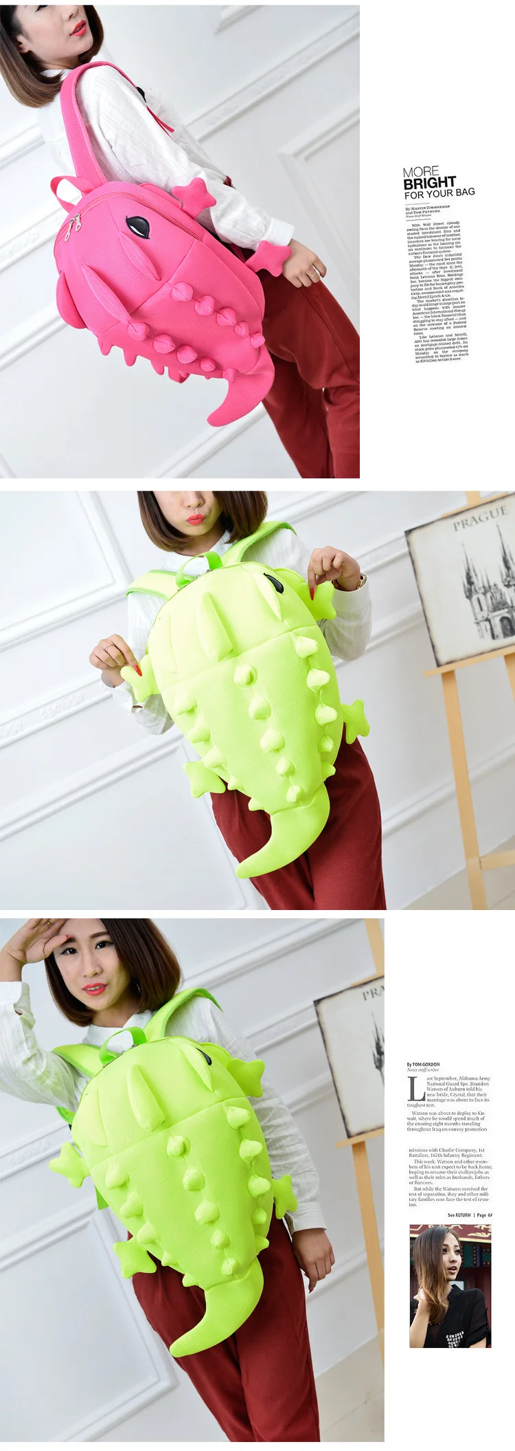 Latest Products Candy Color Cute 3D Dinosaur Cartoon Schoolbag Kids Backpack