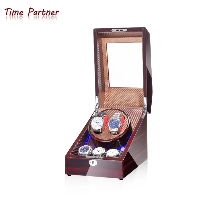 

Time partner high quality custom display storage 2+3 gift watch packaging box Automatic rotate motor with light, Customized