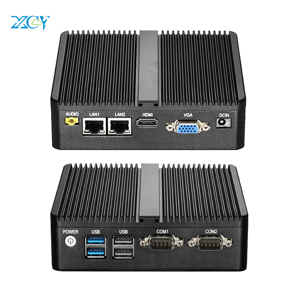 

Fanless Mini PC Linux Ubuntu Quad Core J4125 J1900 N4100 N3540 Dual LAN Dual COM Computer w/ 2 RJ45 2 RS232 Gigabit Ethernet
