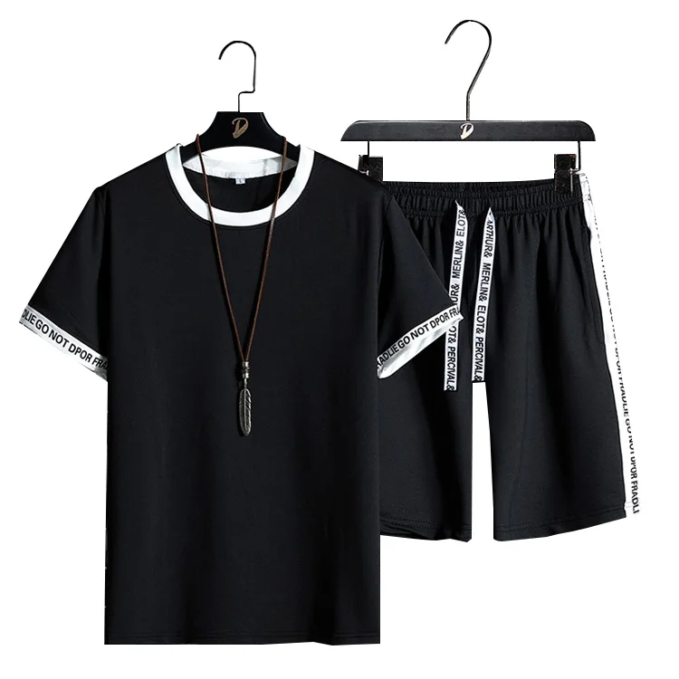 

Most popular fashion men summer sports short set t shirt and short
