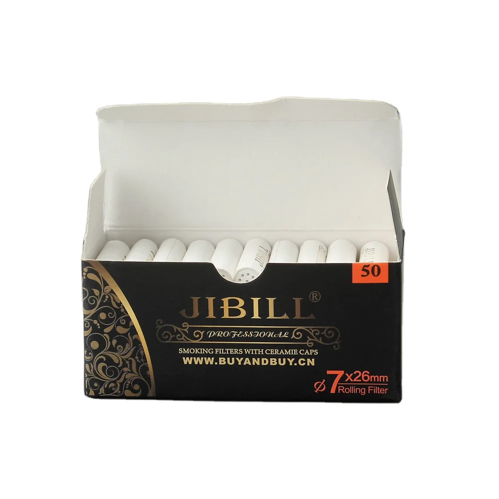 

JIBILL 6mm 7mm hot sell good quality retail allowed activated charcoal tobacco smoking filter with 9 hole ceramic, White