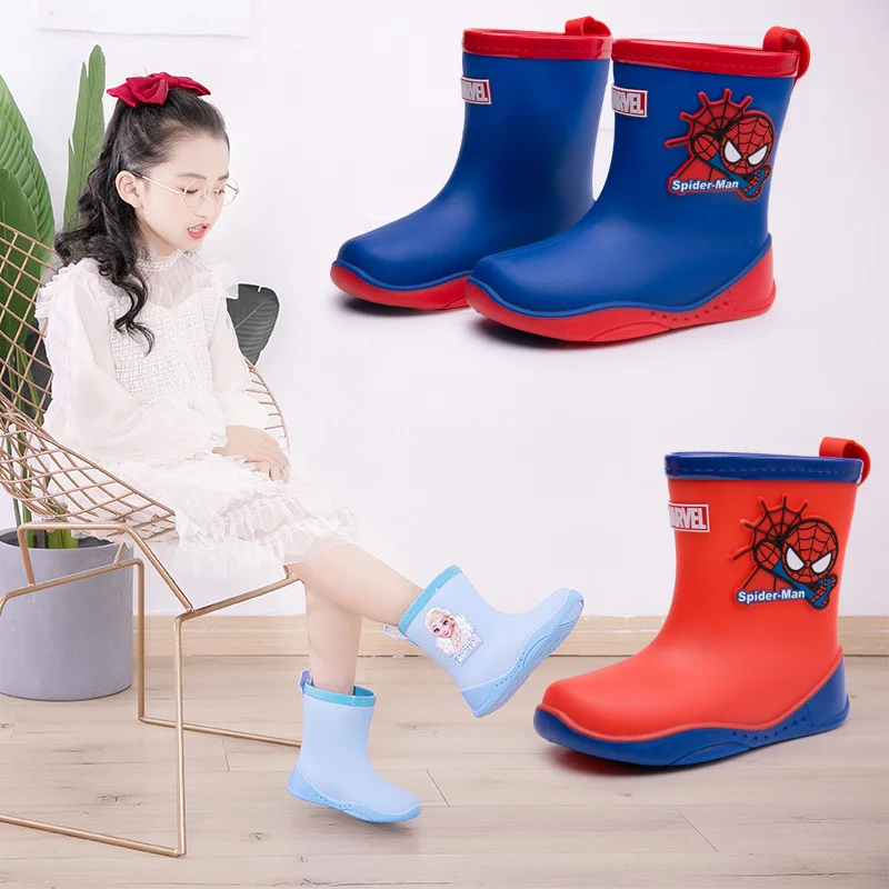 

New arrival Frozen Elsa and Anna Spiderman kids girls boys waterproof Rain boots for children school shoes