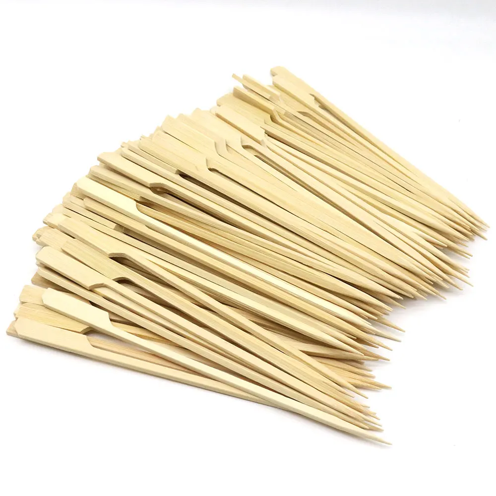 Compostable Teppo Bamboo Skewer Sticks 18cm Paddle Skewer for Grilling With Customized Logo