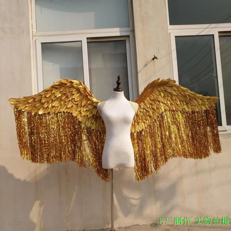 

Golden angel wings props night stage performance show catwalk model halloween fashion party gold feather wings