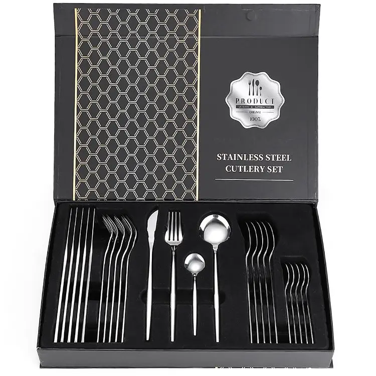 

Trending Product 24pcs Stainless Steel Safe Home Party Festivalcutlery Set Tableware Top grade