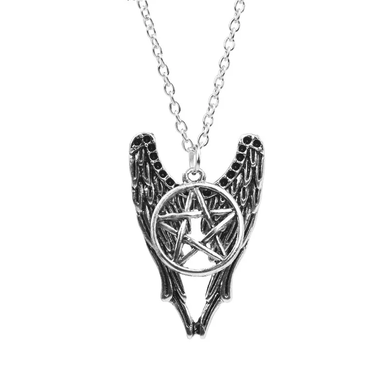 

Men's Stainless Steel Necklace Supernature Necklace Pentagram Angel Necklace China Jewelry Manufacturer, As picture