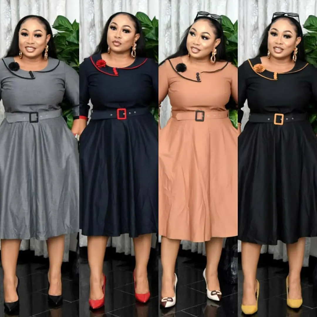 

5XL Turkey plus size fashion women office elegant midi dress africa lady party wear lace dress, As showed