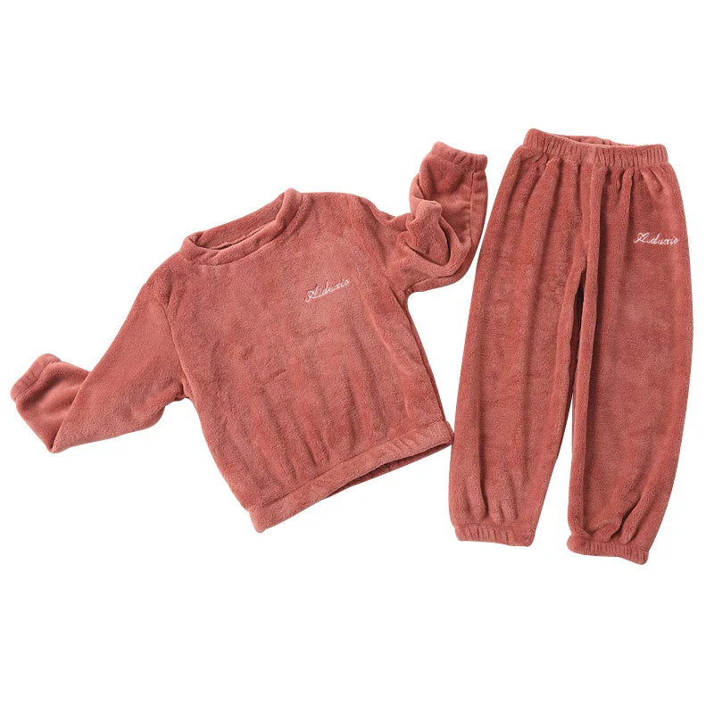 

More children warm warm pants with velvet suits winter girl boy outside wearing pajamas suit household to take