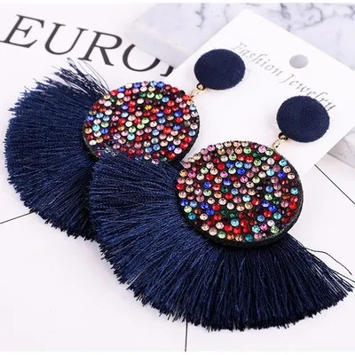 

2019 Hot sale Bohemia Statement Tassel Earrings Round Drop Multicolor Earrings for Women Fringed Earrings Jewelry