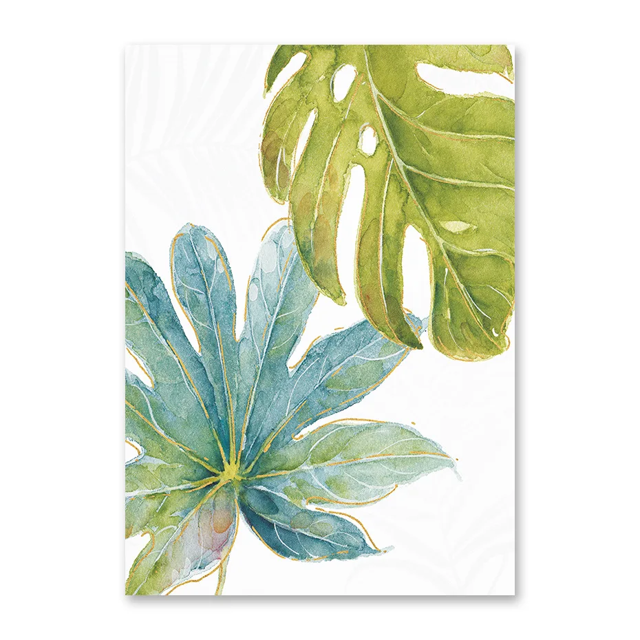 

Tropical Plant Nordic Poster Home Decoration Scandinavian Green Leaves Decorative Picture Modern Wall Art Canvas Painting