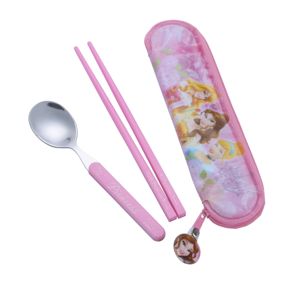 

Promotional Gift Plastic Handle Stainless Steel Spoon And Chopsticks Set for kids