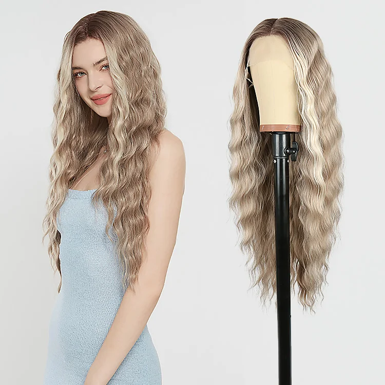 Julianna Lace Front Wig Highlight Ombre Colored Natural Hairline Heat Resistant Body Loose Deep Wave Synthetic Lace Frontal Wig
