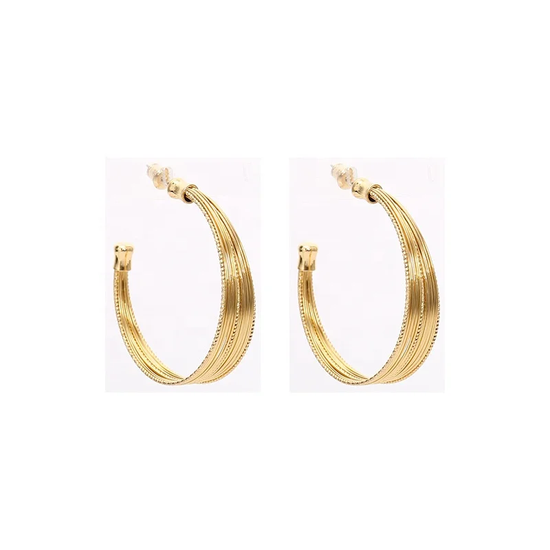 

Simple Design New Arrival Drop Earring For Women Gold Color Layer Earring Handmade Appointment Date Gift Jewelry Accessory