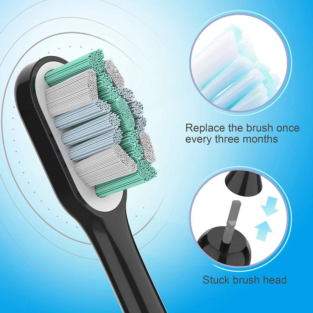 Anchor-Free Replaceable Sonic Electric toothbrush heads for Adult