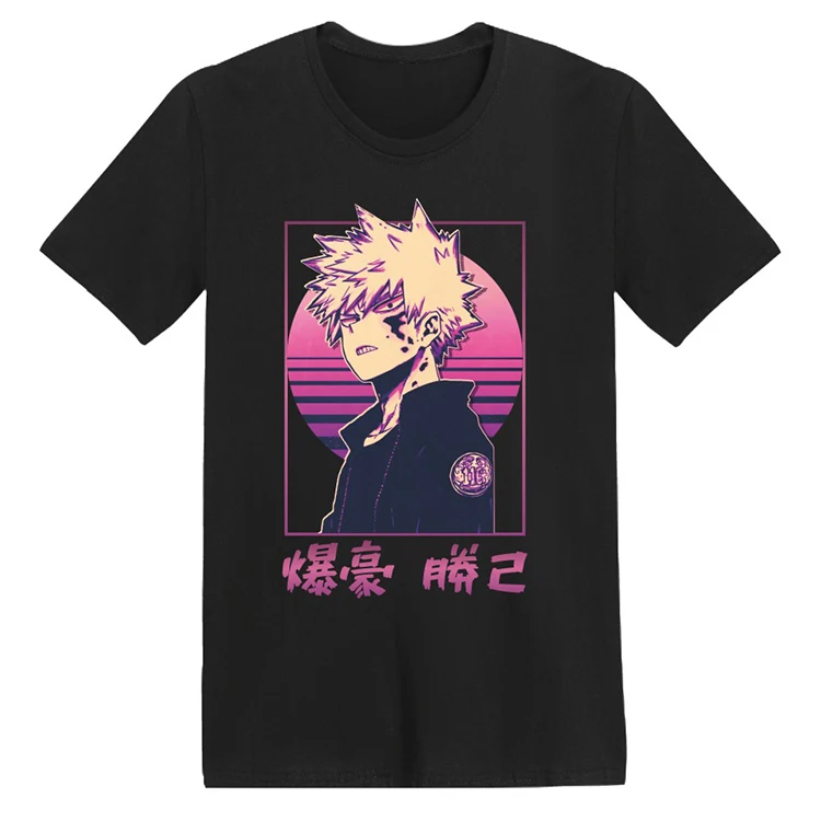 

my hero academia series quadratic t-shirts black graphic cotton anime clothes unisex men's and women's anime t shirt, Multi colors