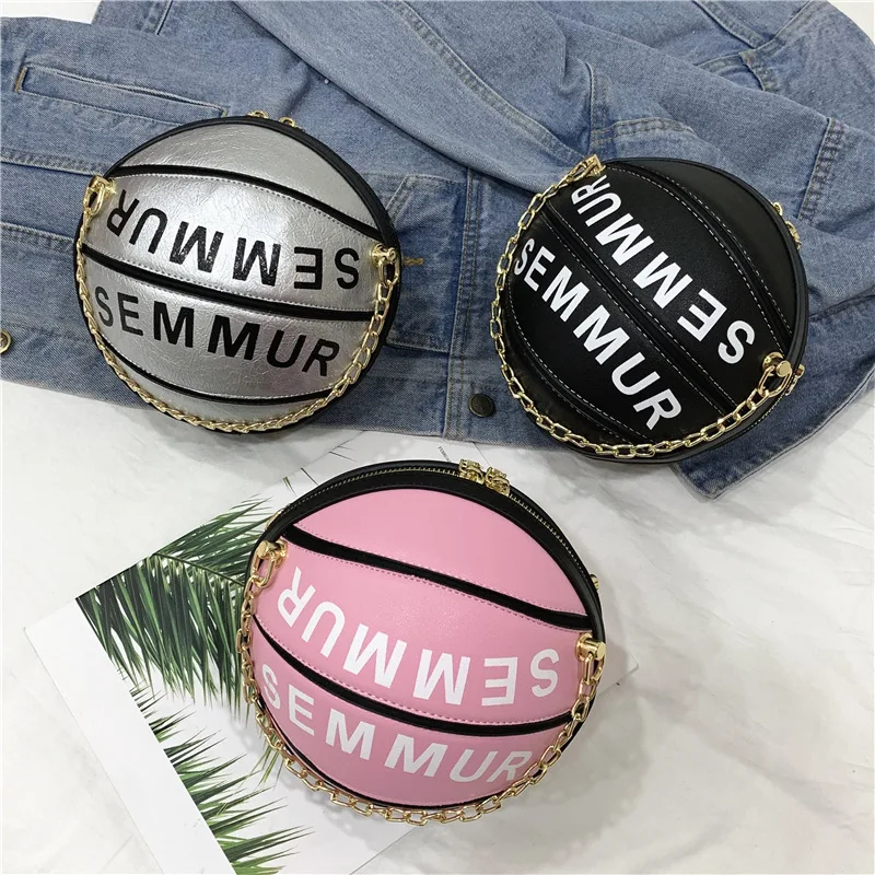

New Arrival 2021 Wholesale Zipper round black basketball purses and messenger bolsos de mano shoulder handbag for woman