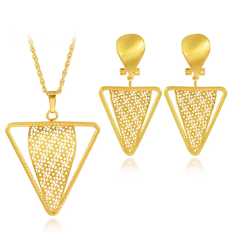 

Trendy Triangle Jewelry Sets For Women Necklace Earrings Pendant Jewelry Sets For Party Wedding Engagement Jewelry