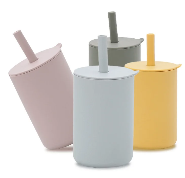

Children's drinking cup Learning cup Silicone reusable sippy cup with lid, Customized
