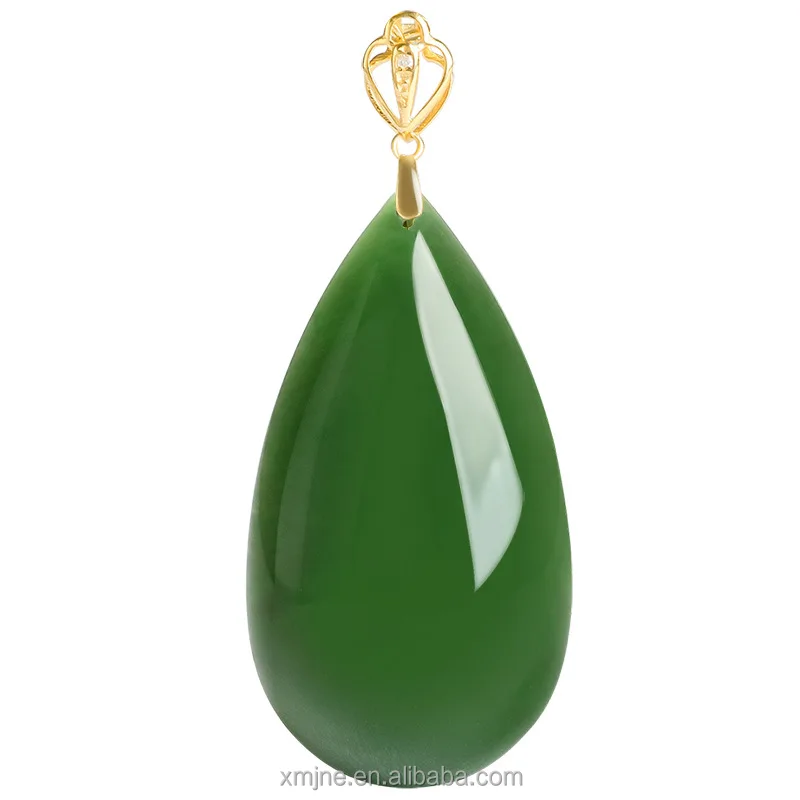 

Certified Grade A Spinach Green Hotan Jade Green Jade 18K Gold Inlaid Natural Jade Men's Necklace Women's Pendant
