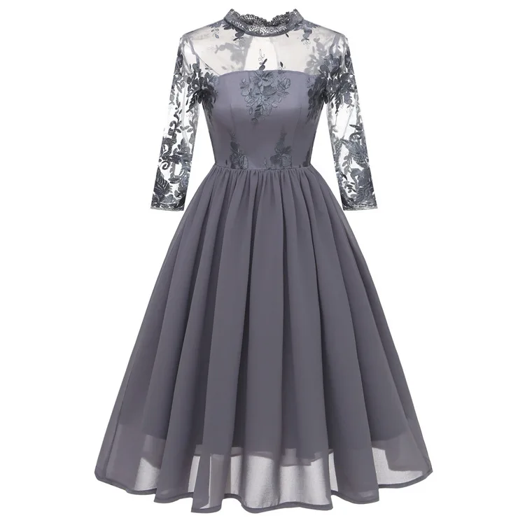 

Spring / winter7 / 4 sleeve Lace Embroidery Fashion Chiffon swing Dress Dress Bridesmaid Dress