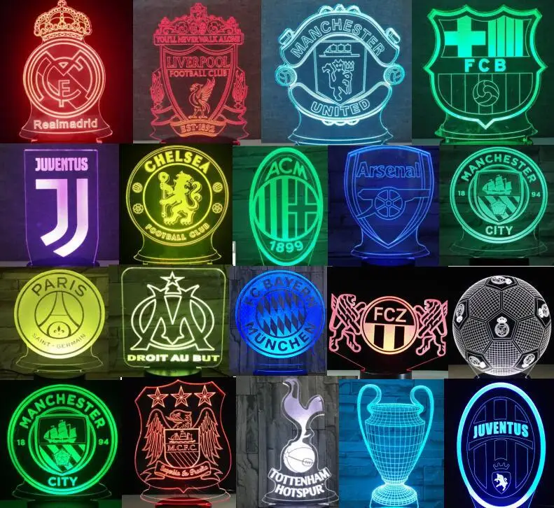 Rangers FC Football Soccer 3D Light USB Table Lamp 7 Colors Changing