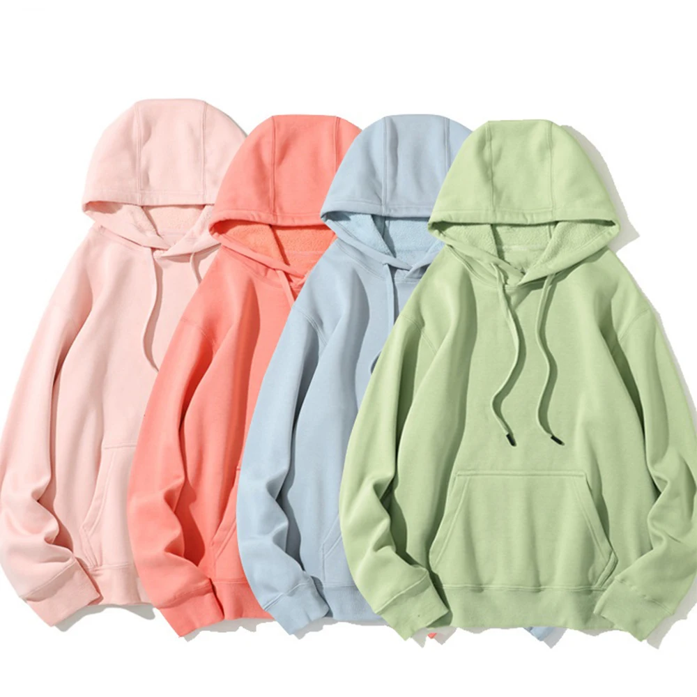 

350g Pure Color Hoodie Unisex Custom Sweatshirt Hoodie With Thicken Polar Fleece Lining Sweater Unisex Candy Colors Hood Sweater, 14 color options