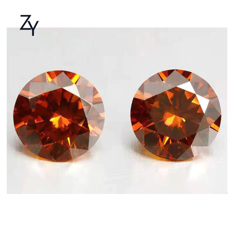 

ZHUANGYEE Orange Round Brilliant Cut Lab grown Synthetic Diamond stones 1.0 Carat  Loose gemstone Moissanite