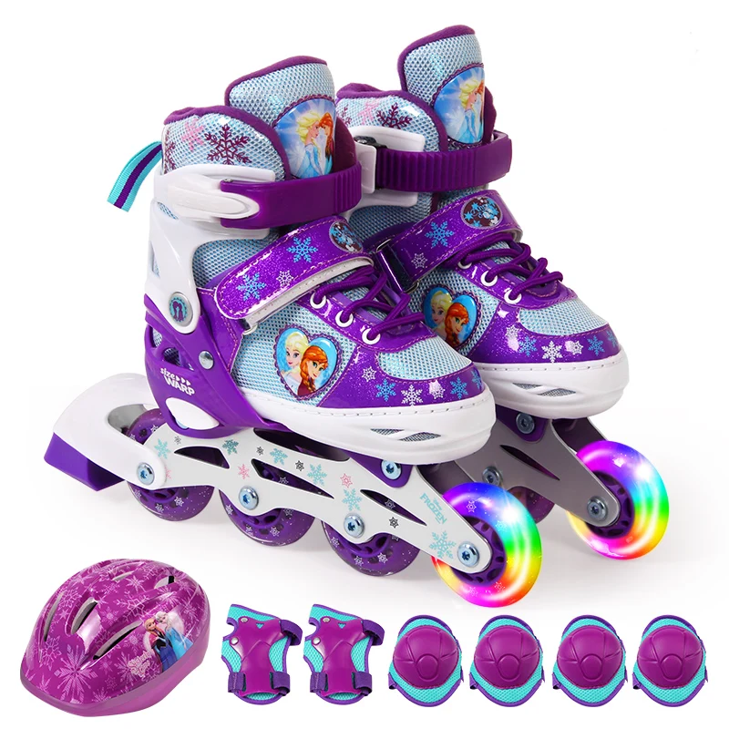 

Most popular Disney Frozen Adjustable size LED flashing wheel girls Roller Skate Inline Skate Combo set patines shoes
