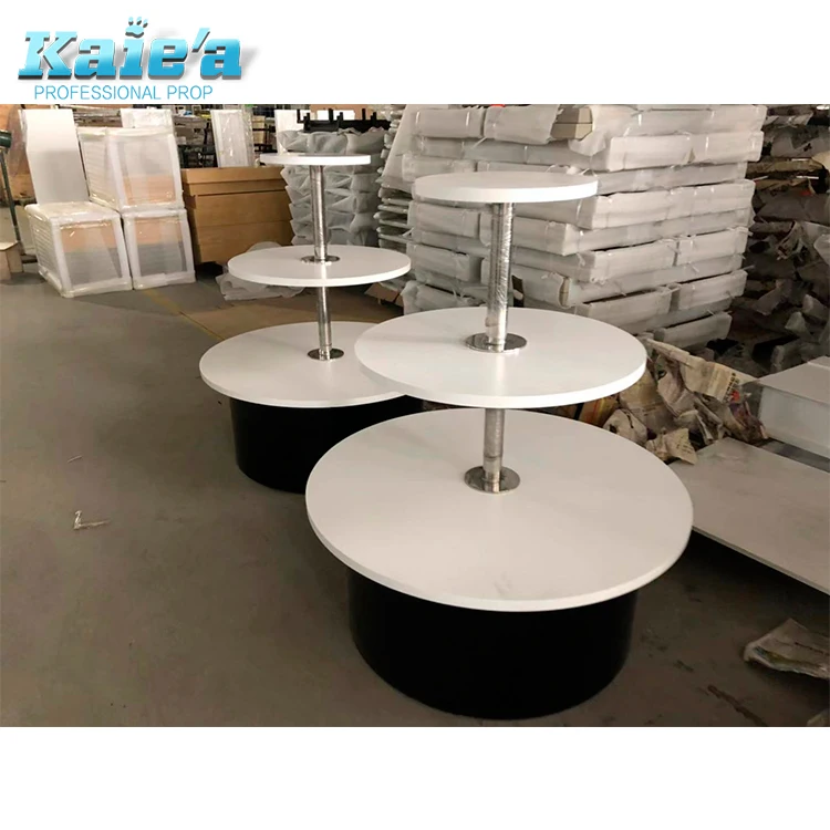 Commercial White Wood Top Garments 3 Tiered Retail Display Round Table ...