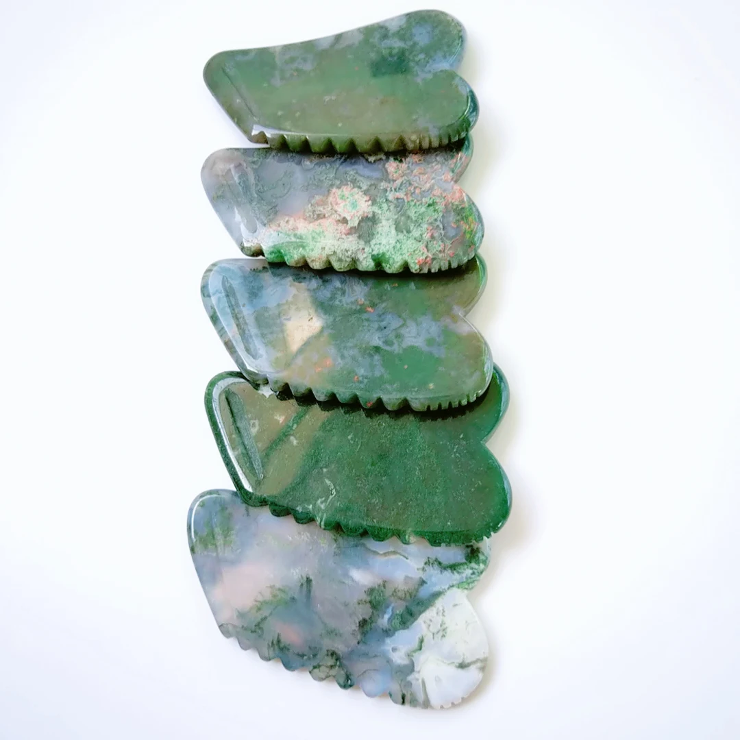 

Beauty Gua Sha Massage Tool - Great Square shaped moss agate Scraping Tool Used in Physical Therapy.Perfect Facial Massager for