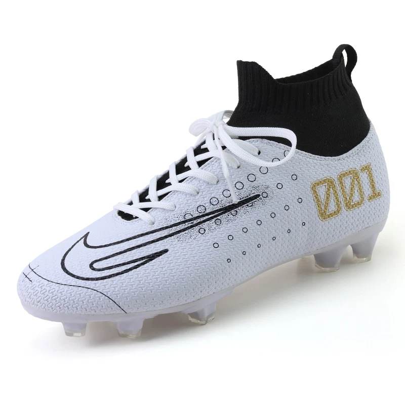 

Zapatos De Futbol High Quality Spiked/Broken Nail High Top Original Football Shoes Soccer, White,black,blue