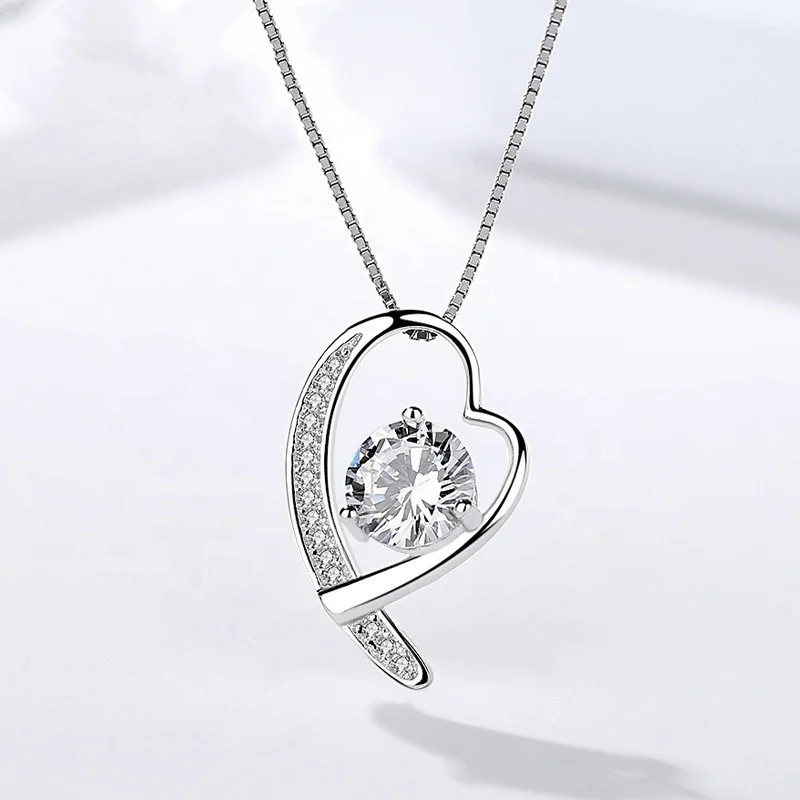 

Wholesale jewelry classic design solid silver love heart pendant necklace stamp S925