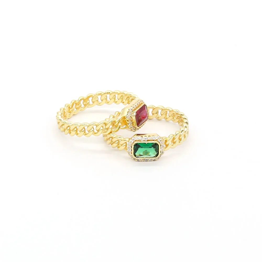 

925 Sterling silver gold-plated jewelry with red ruby finger ring