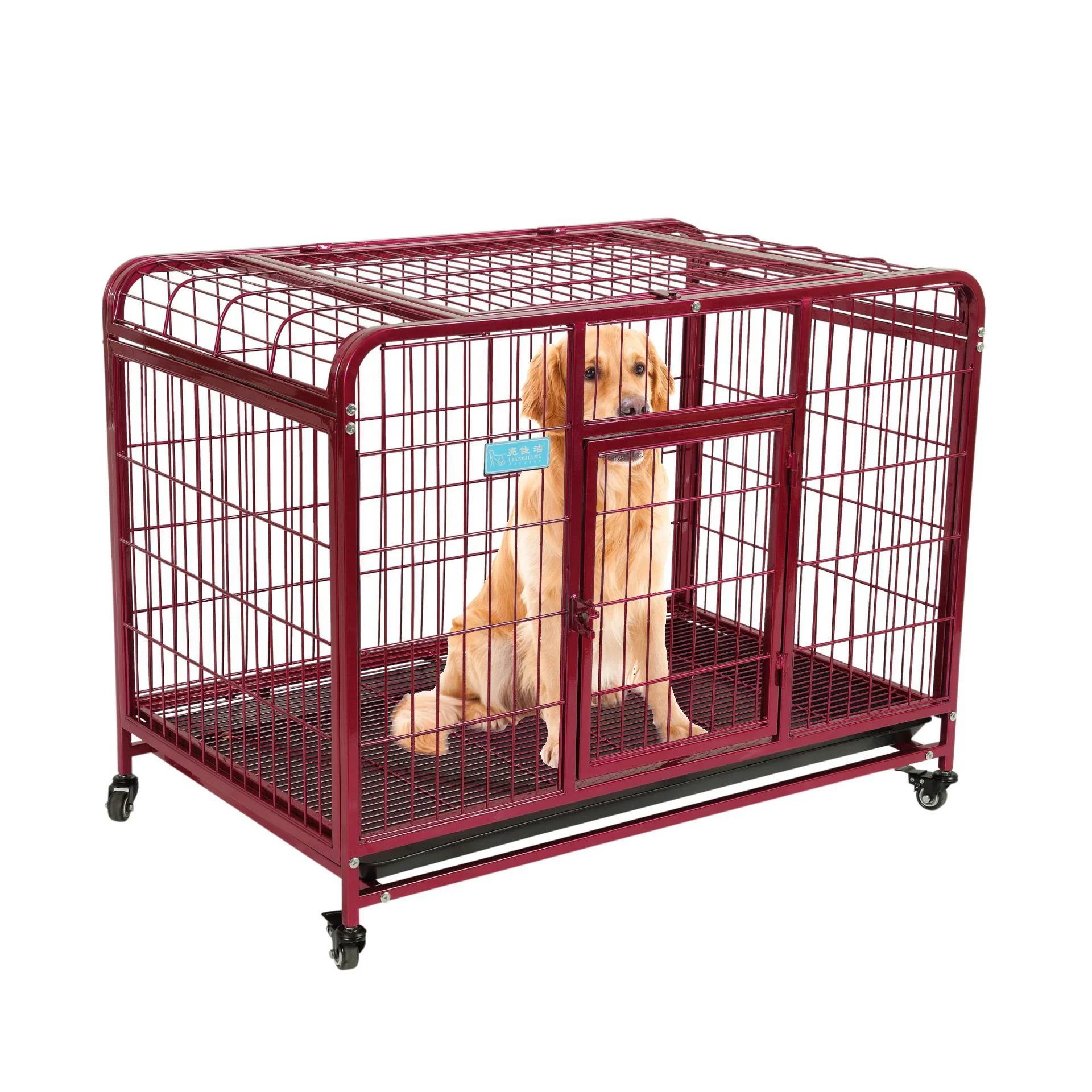 

Lorenzo OEM Jaula Perros L L78xW48xH66 Kandang Kucing China Small Pet Cage For Cats Bird Canary Carriers House Sale Dog Cages, Sparkling silver, rose red