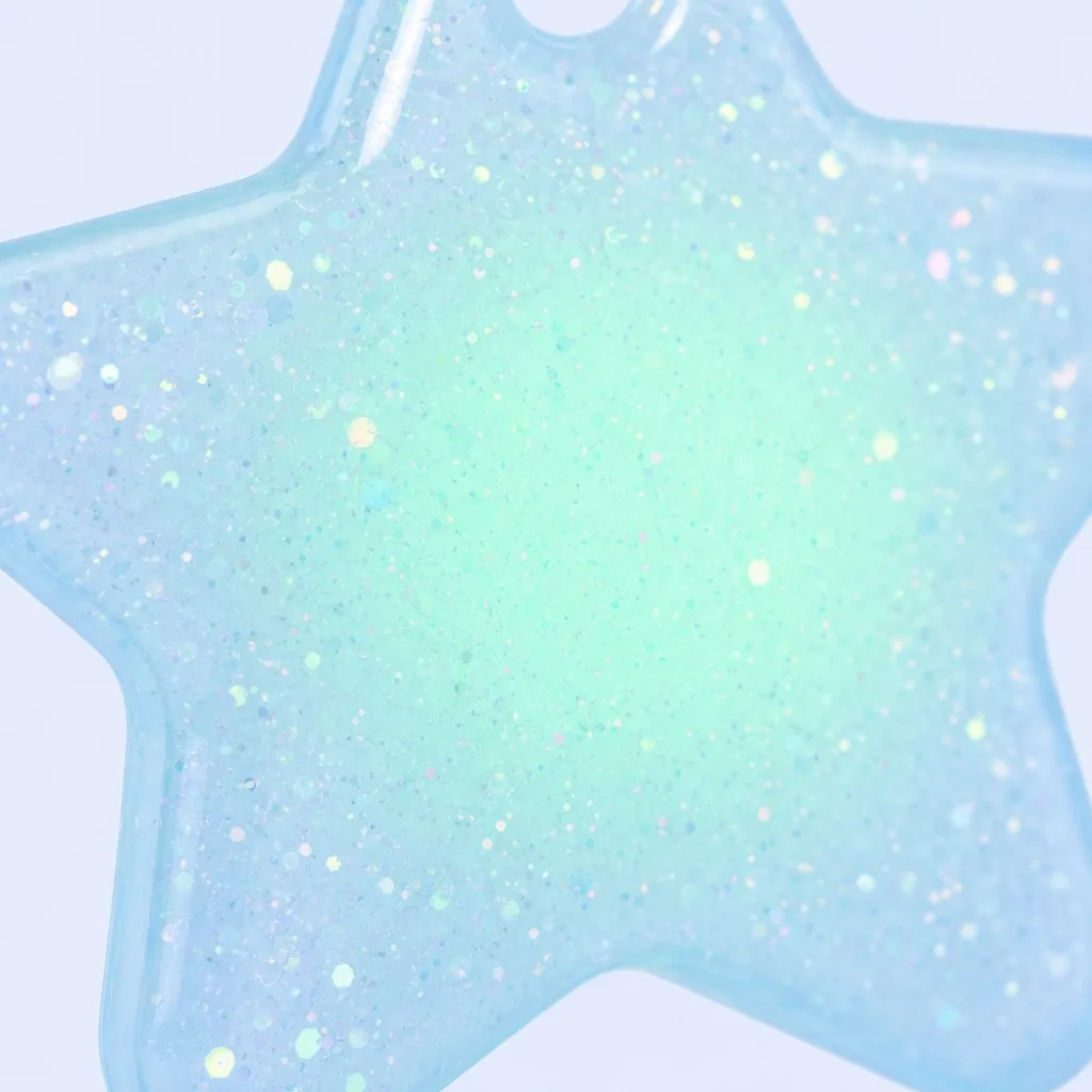 Macro detail of glitter inside the translucent star
