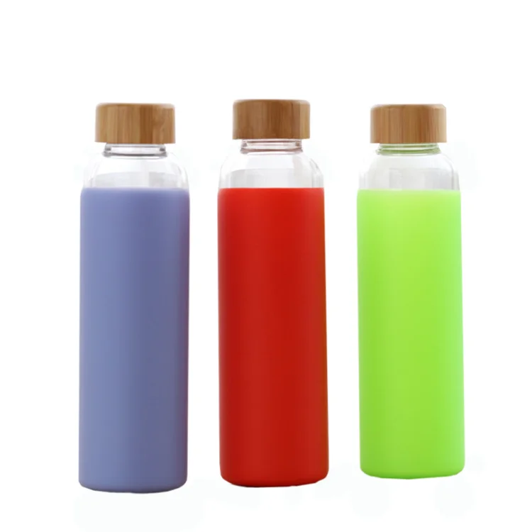 

500ml Eco-friendly Silicone Glass Water Bottle /Silicone Rubber Bottle Sleeve, Clear