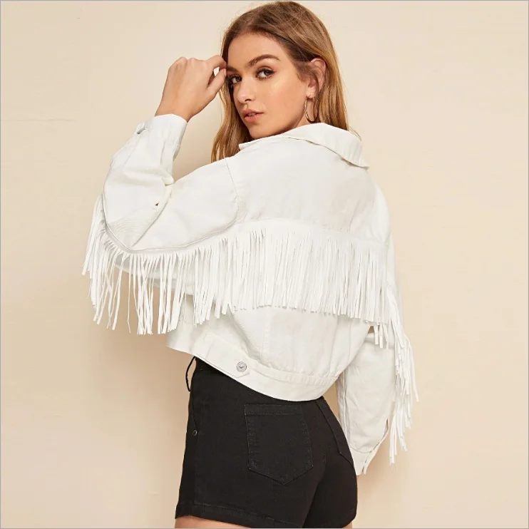 

Wholesale Casual Denim Fringe Jackets for Women