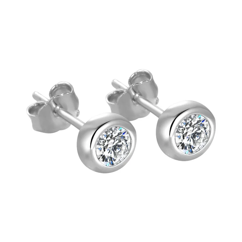 

Platinum-plated zircon Round diamond 10 points earrings unisex earrings sterling silver S925 earrings Moissanite simple everyda, White