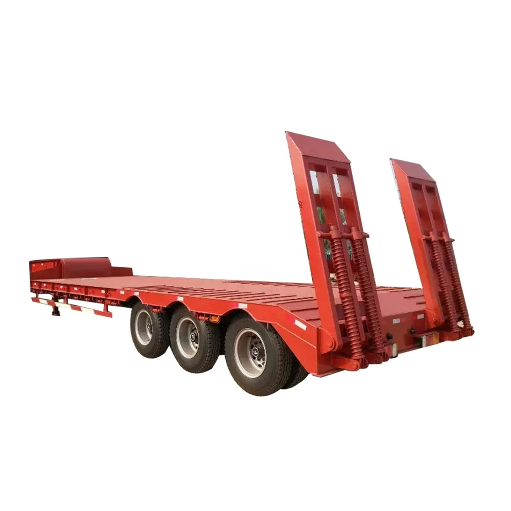 

3 axles 40-60ton Lowboy Flatbed Truck Low Bed Semi Trailers, Customers optional