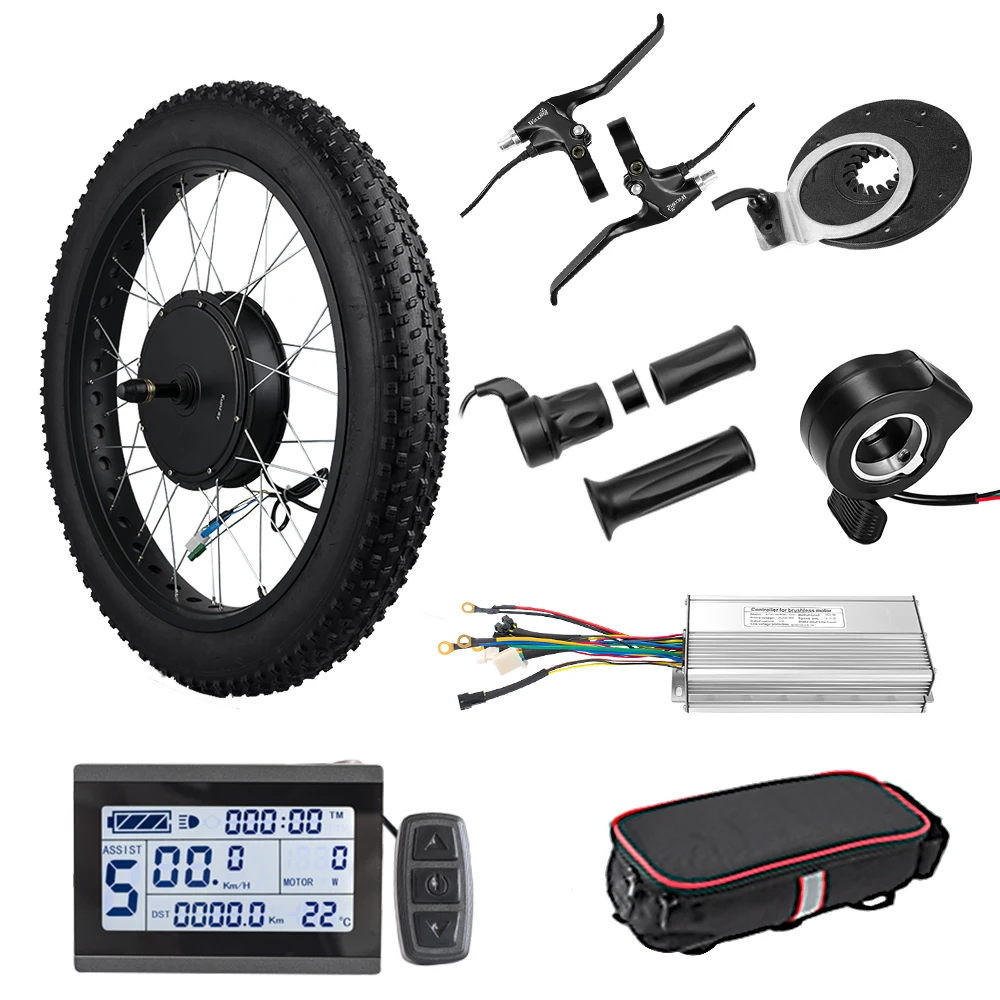 72V 3000W Electric Bike Fat Tire Conversion Kit 26inch Rear Wheel Mountain Ebike for Snow LCD Display Twist Throttle