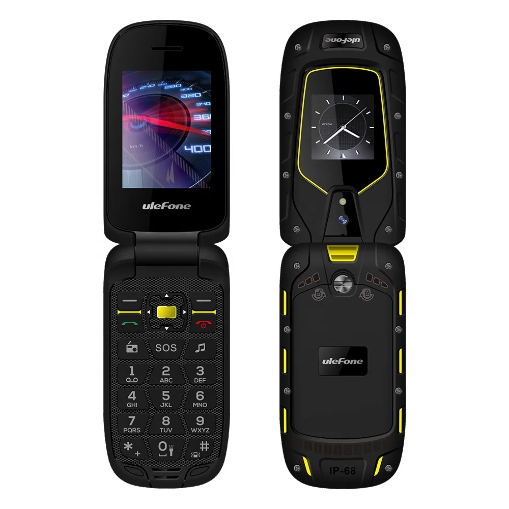 

Buy direct new 2.4 inch + 1.44 inch Ulefone Armor Flip Rugged Phone IP68/IP69K/MIL-STD-810G Waterproof GSM 2g mobile phone