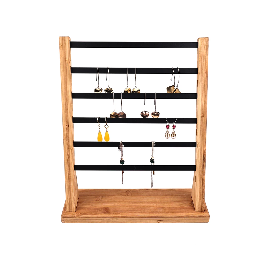 

Low MOQ Jewelry Display Stand Nature Bamboo Earring Display, White