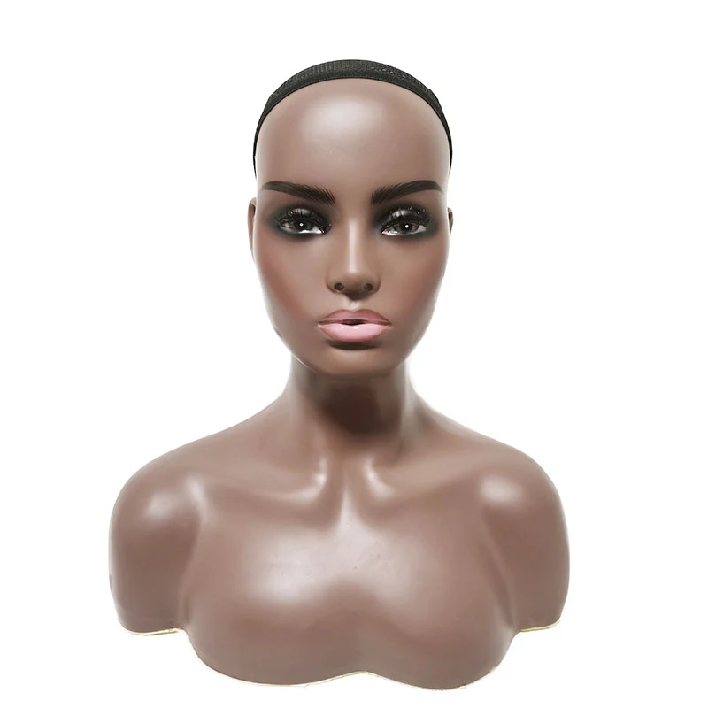 
African American Mannequin Head Jewelry Display Mannequin Heads Plastic Female Mannequin Head With Shoulders Wig Display 