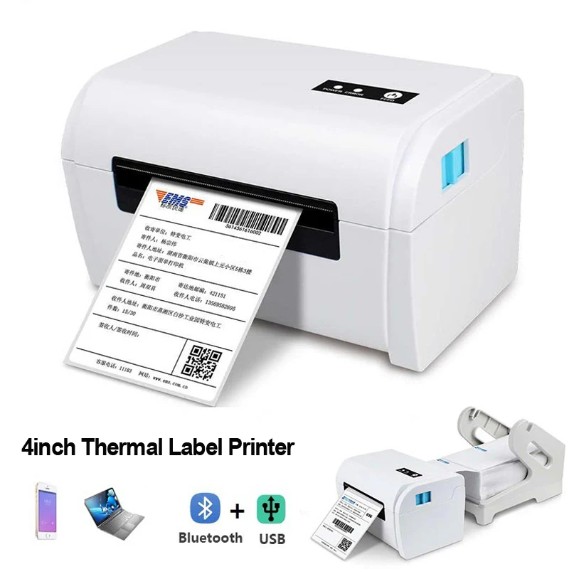 

KR-9200 Thermal Barcode Label Printer With Label Holder Compatible for Amazon Ebay Etsy Shopify 4x6 Shipping Label, White color