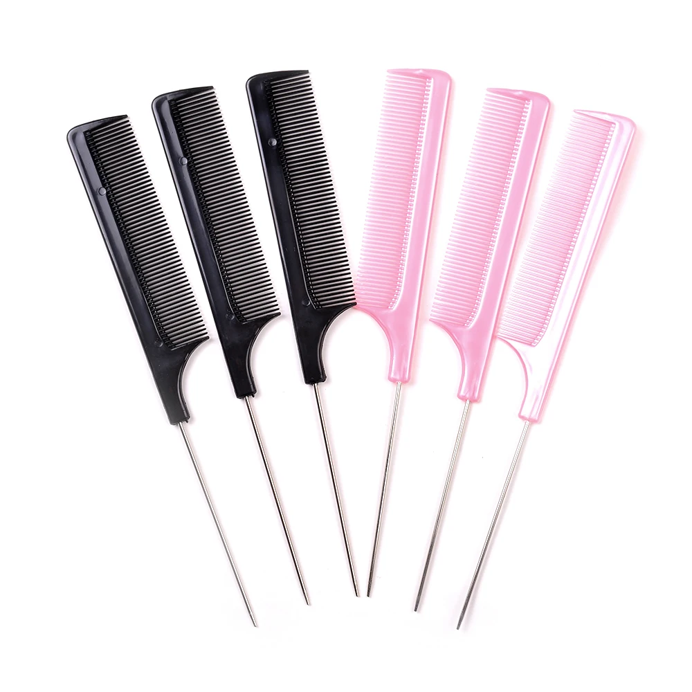 

Private Label Professional Salon Dressing Tool Custom Heat Resistant Teasing Comb Pin Tail Stainless Steel Carbon Comb, Black, pink